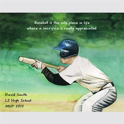 Personalized Baseball Boy Watercolor Print with Text - myDaVinci